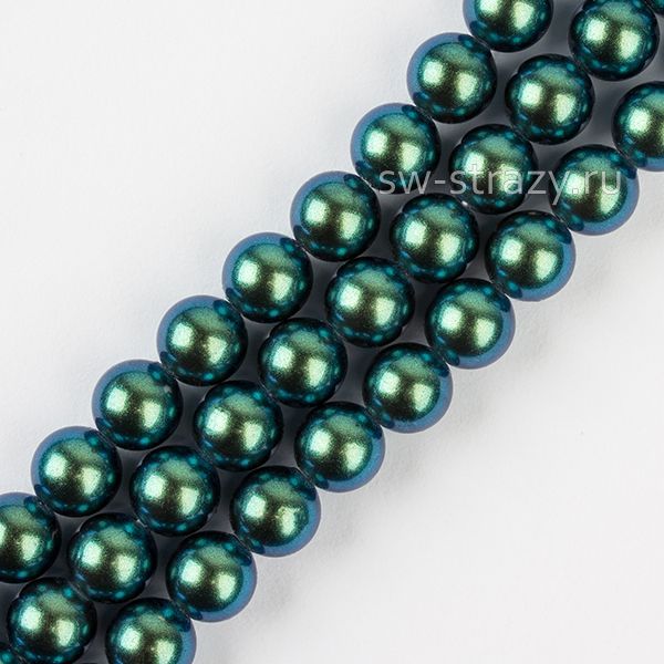 Round Pearl 1H 6 mm Pearlescent Peacock Green